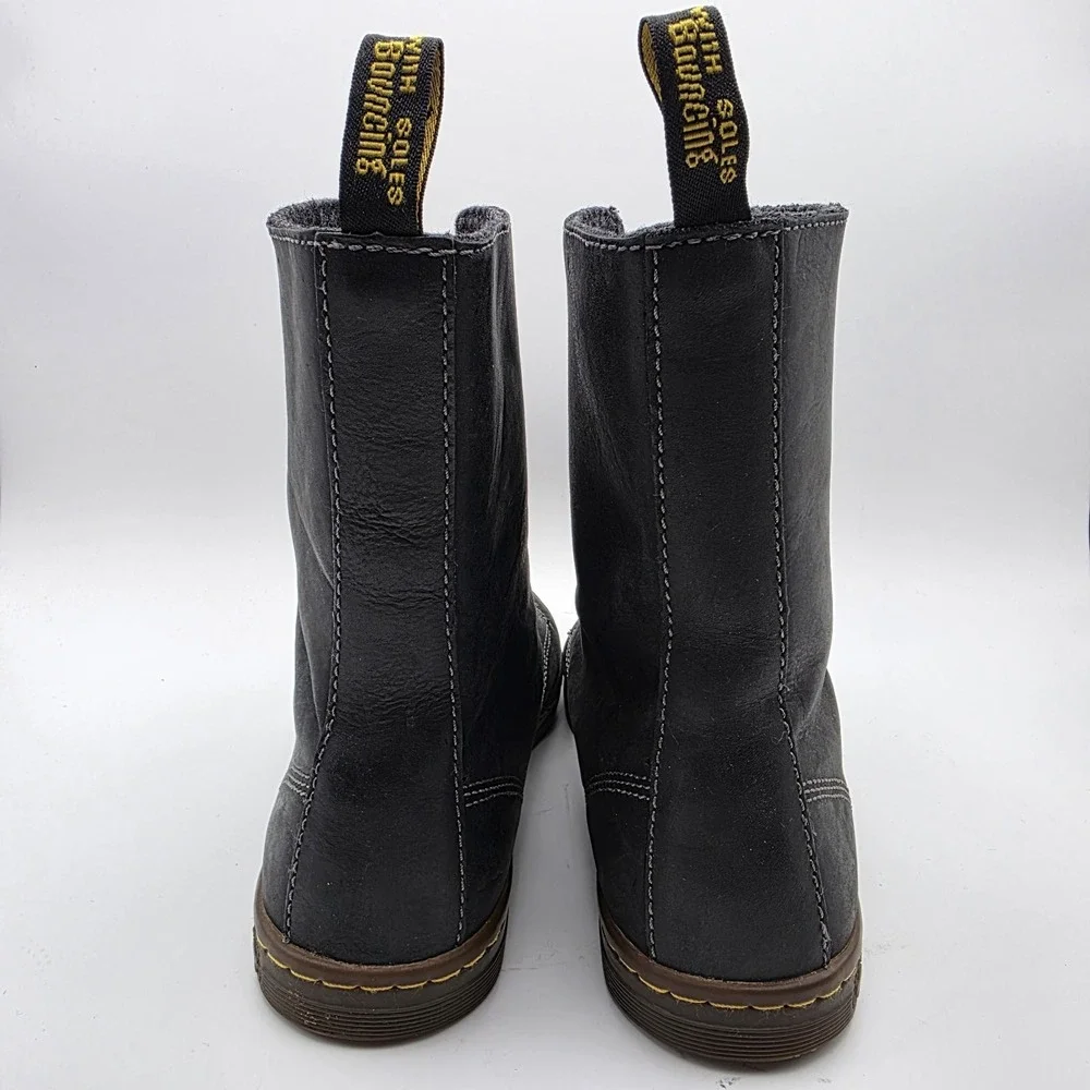Dr. Martens Tehani Boots‎ Womens 10 Black Leather Fold Over Combat Punk Grunge - Picture 5 of 13